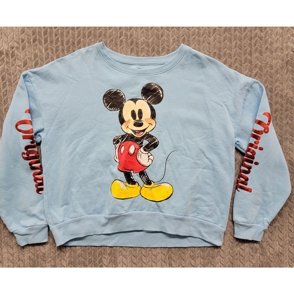 Original Disney Mickey Mouse Sweatshirt Womens Size 2XL Sky Blue - Picture 1 of 8